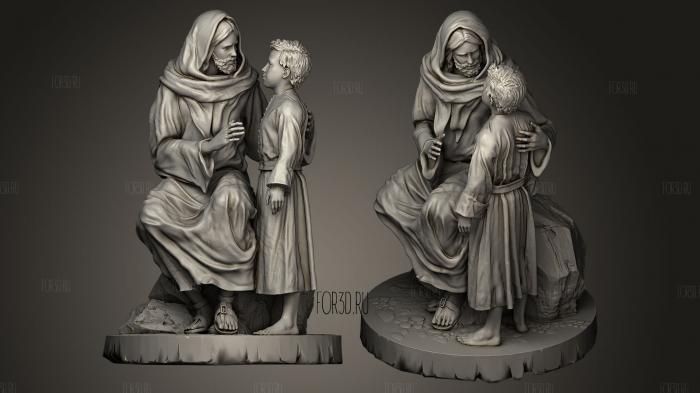 Jesus and Child stl model for CNC